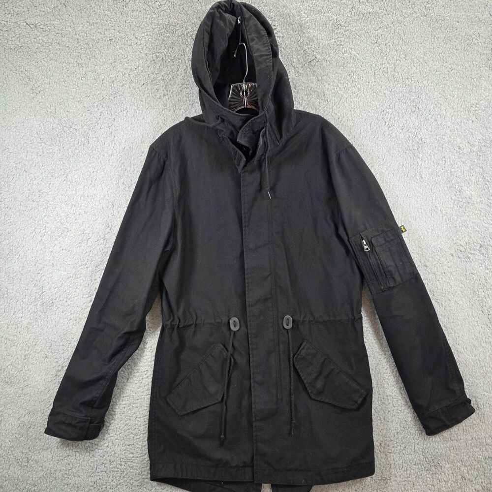 Alpha Industries Men's Black M-65 Field Jacket Military Utility Hoodie Size S